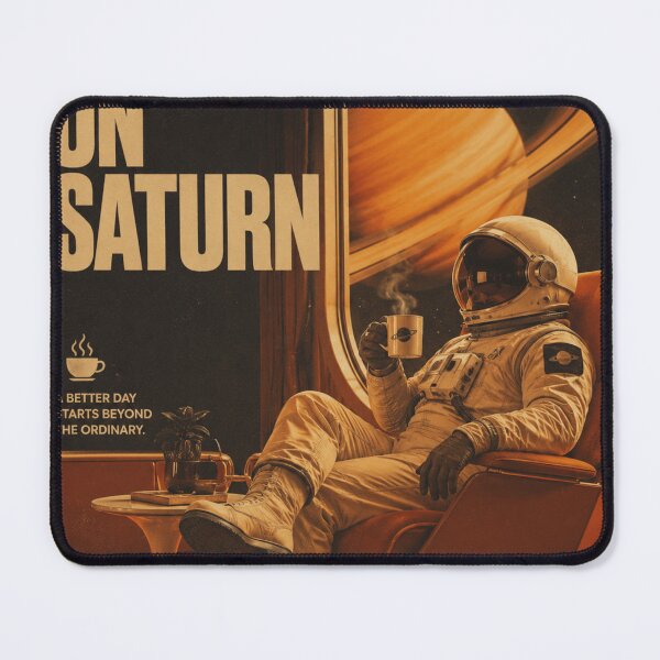Item preview, Coffee On Saturn – Retro Futuristic Space Poster designed and sold by Watchyyy.