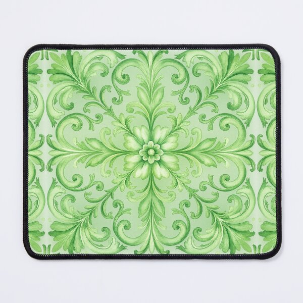 Item preview, Green Floral Ornamental Tile Pattern – Elegant Watercolor Mediterranean Design designed and sold by Kate1art.