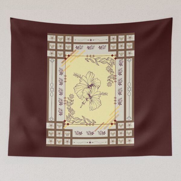 Item preview, Vintage Botanical Hibiscus Frame Ornate Traditional Linework  designed and sold by Rehnair.