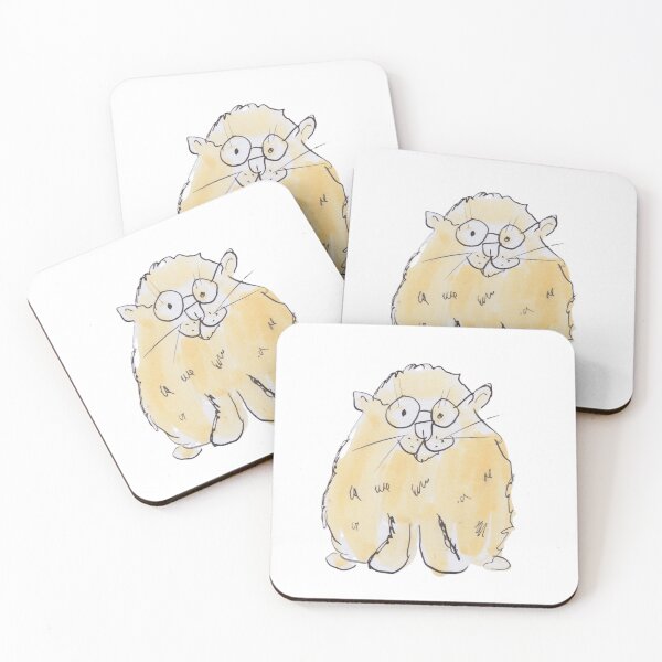 Item preview, A little yellow cat wearing glasses designed and sold by Inky Fingers Illustrations.