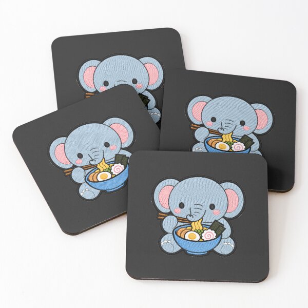 Item preview, Cute Kawaii Elephant Eating Ramen designed and sold by ColorSplash123.