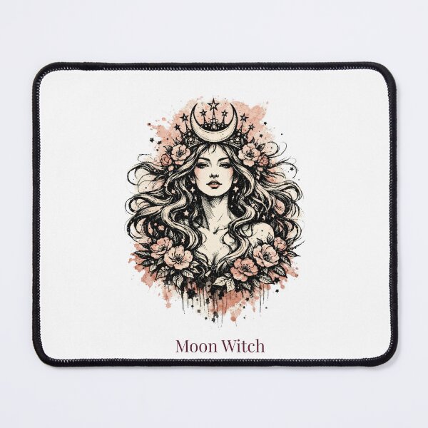Item preview, Moon Witch Dark Floral Crescent Moon Crown Boho Gothic Art designed and sold by Print Loft.