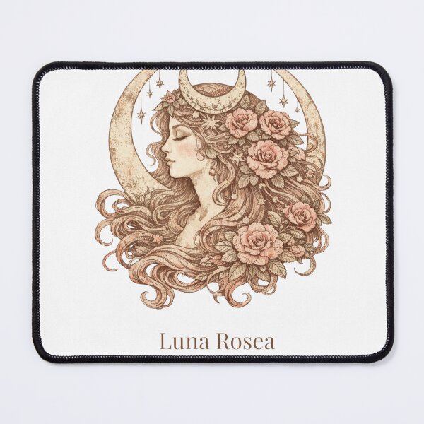 Item preview, Luna Rosea Watercolor Moon Goddess Roses Vintage Boho Art designed and sold by Print Loft.