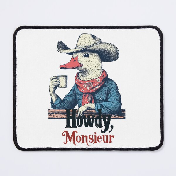Item preview, Howdy Monsieur Funny Cowboy Duck Coffee Western Humor designed and sold by DustGoldStudio.