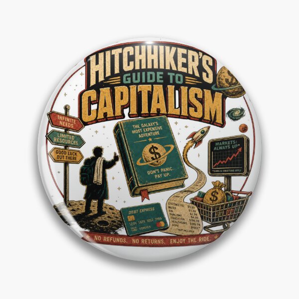 Item preview, Hitchhiker’s Guide to Capitalism designed and sold by HellaDopeOrca.
