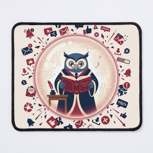 Item preview, The Digital Detox Shield: Scholar Owl Focus Bubble designed and sold by MarkRemarkable.