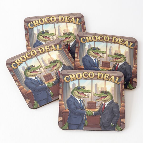 Item preview, Croco Deal – Funny Crocodile Business Deal Pun Illustration 2 designed and sold by WordPlayStudio.