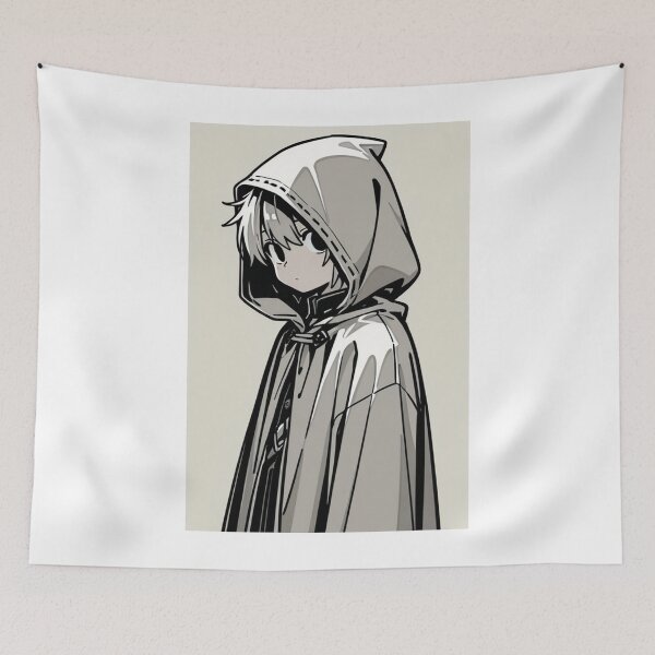 Item preview, Fashion - Man in Black Hooded Cloak Hidden Face Streetwear Anime Variant 2 designed and sold by AnimeShin.