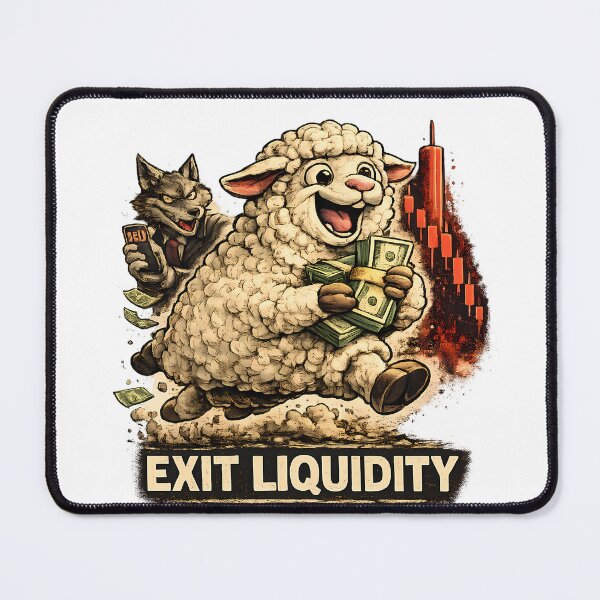 Item preview, Exit Liquidity Funny Crypto Sheep Meme Description designed and sold by DryHumorPrints.