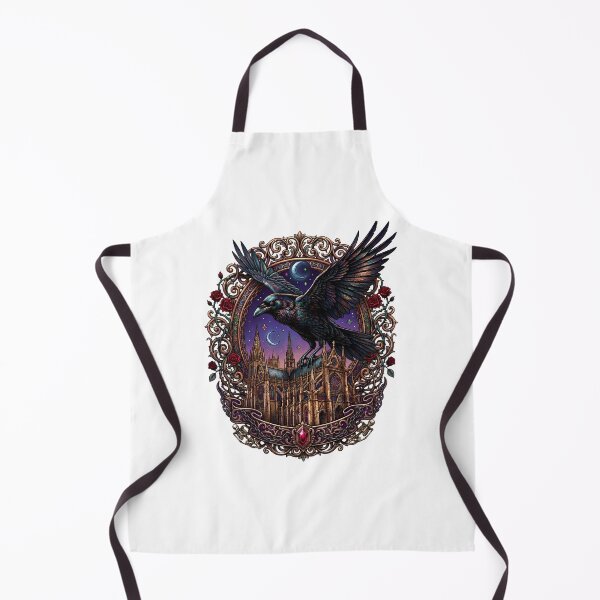 Item preview, Moonlit Raven Above Gothic Cathedral. designed and sold by HorrorInkStudio.