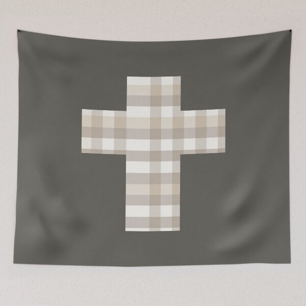 Item preview, Vintage Gingham Soft Brown Cross | Christian Faith Symbol designed and sold by Bound for Wonder.