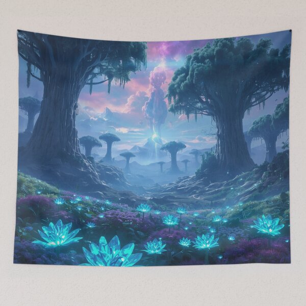 Item preview, Sapphire Giant Forest Fantasy Alien Landscape designed and sold by Luminous Wilds.