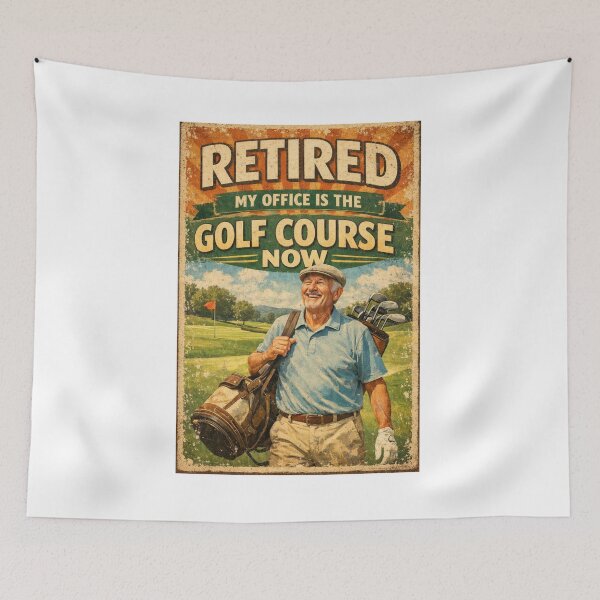 Item preview, Retired My Office Is The Golf Course Now Retro Bearded Golfer Funny Retirement Gift designed and sold by Print Loft.