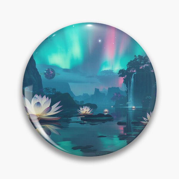 Item preview, Aurora Lotus Sanctuary Fantasy Landscape designed and sold by Luminous Wilds.