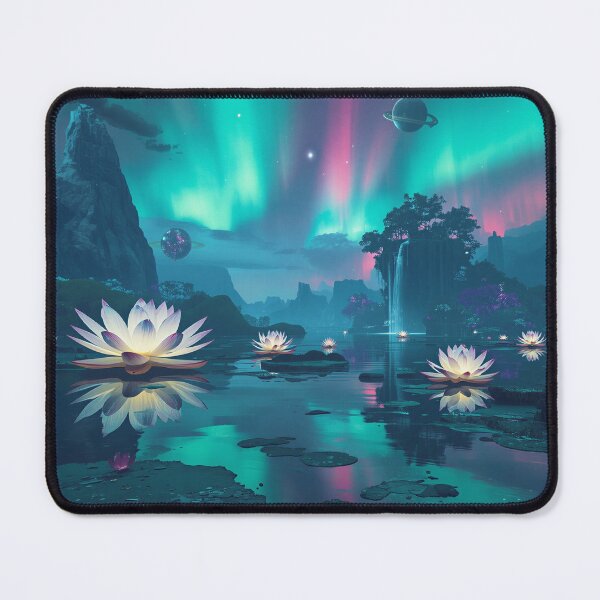 Item preview, Aurora Lotus Sanctuary Fantasy Landscape designed and sold by Luminous Wilds.