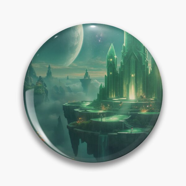 Item preview, Emerald Sky Temple Fantasy Alien Landscape designed and sold by Luminous Wilds.