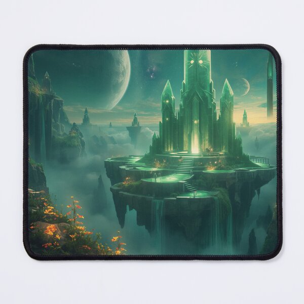 Item preview, Emerald Sky Temple Fantasy Alien Landscape designed and sold by Luminous Wilds.