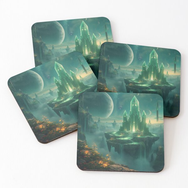 Item preview, Emerald Sky Temple Fantasy Alien Landscape designed and sold by Luminous Wilds.