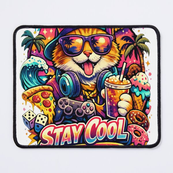 Item preview, Stay Cool Retro Cat Vaporwave Design – Funny Neon Summer Aesthetic designed and sold by Globivara Studio.