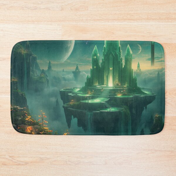 Item preview, Emerald Sky Temple Fantasy Alien Landscape designed and sold by Luminous Wilds.