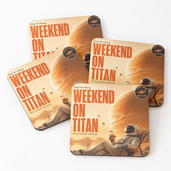 Item preview, Weekend On Titan – Retro Futuristic Travel Poster designed and sold by Watchyyy.