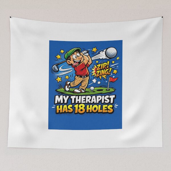Item preview,  My Therapist Has 18 Holes Comic Style Funny Golf Gift For Golf Lover Dad Blue designed and sold by Print Loft.