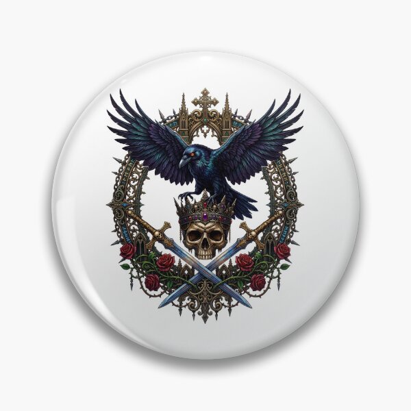 Item preview, Crowned Raven Above Skull King. designed and sold by HorrorInkStudio.