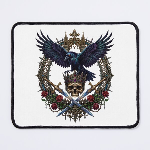 Item preview, Crowned Raven Above Skull King. designed and sold by HorrorInkStudio.