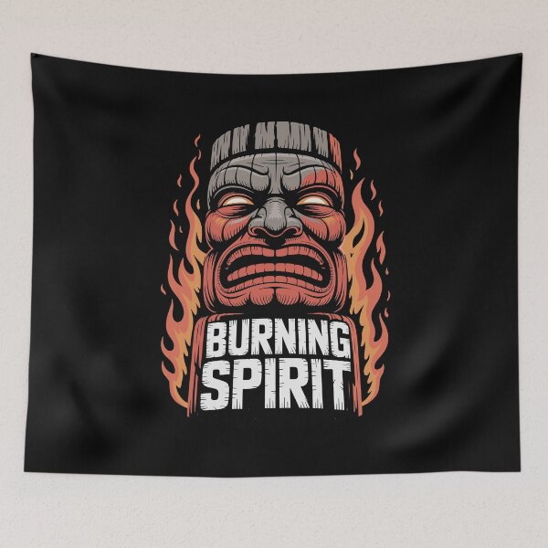 Item preview, Burning Spirit Fiery Tiki Mask Tribal Flame Skull designed and sold by yoddel.