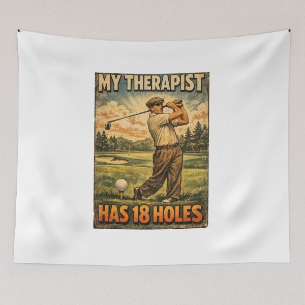 Item preview, My Therapist Has 18 Holes Retro Poster Funny Gift For Golf Lover Dad designed and sold by Print Loft.