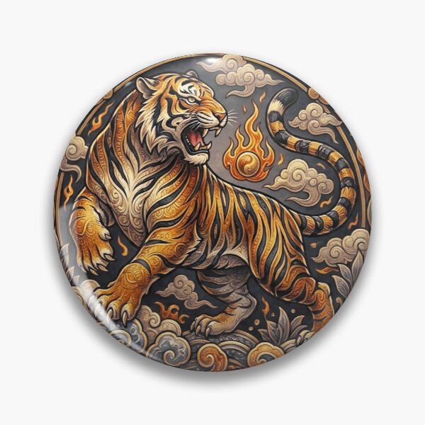Item preview, Majestic Golden Tiger Traditional Asian Art Emblem designed and sold by Munib320.