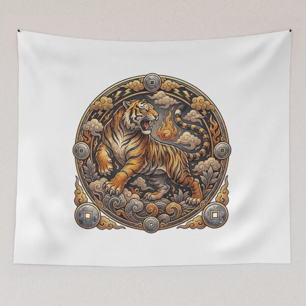 Item preview, Majestic Golden Tiger Traditional Asian Art Emblem designed and sold by Munib320.