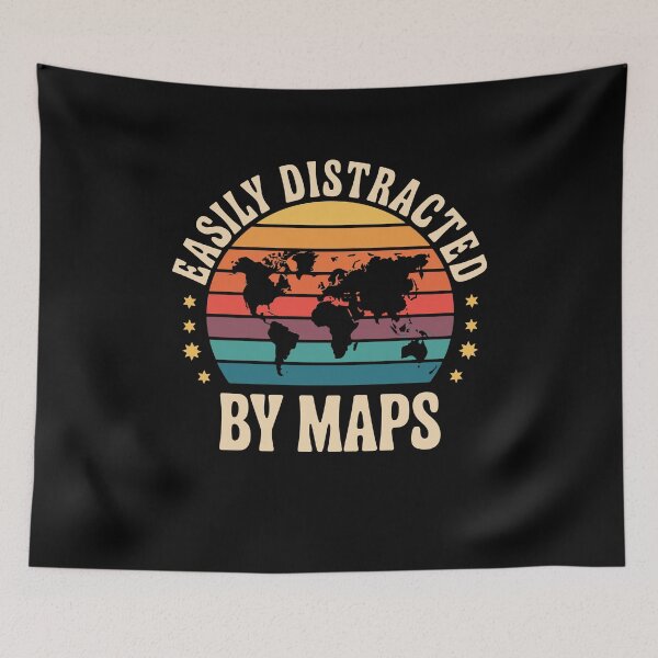 Item preview, Easily Distracted By Maps Retro World Map For Travel Lovers And Geography Nerds designed and sold by yoddel.