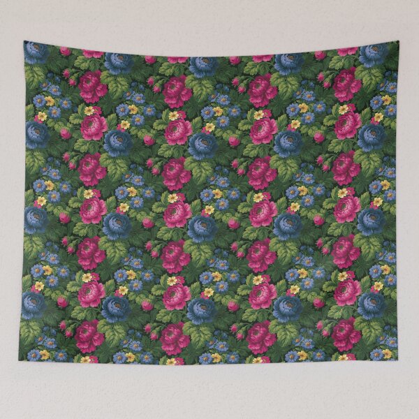Item preview, Blue And Magenta Peony Floral Garden Pattern designed and sold by igraphixart.
