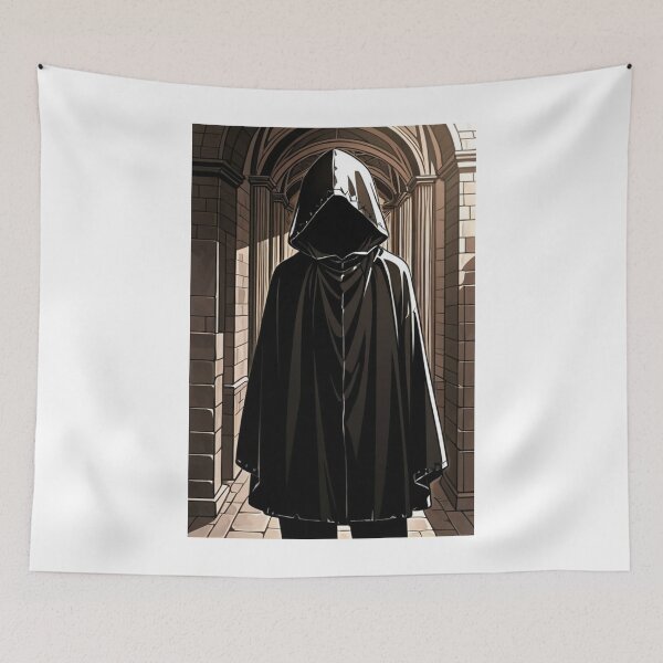Item preview, Fashion - Man in Black Hooded Cloak Hidden Face Streetwear Anime designed and sold by AnimeShin.