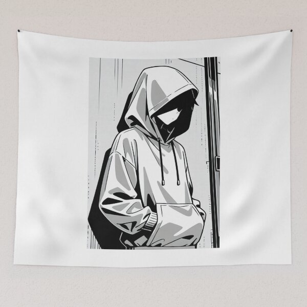 Item preview, Fashion - Man in Black Hoodie Hood Up Streetwear Anime Variant 2 designed and sold by AnimeShin.