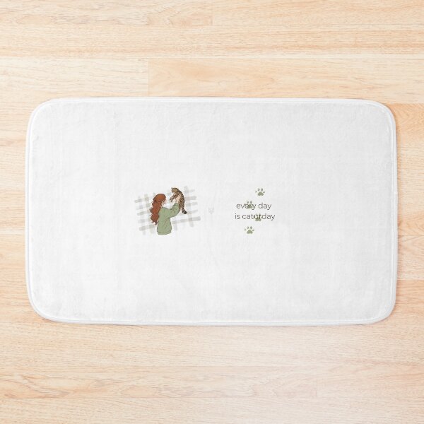Item preview, Caturday Sage Green Plaid Redhead Girl Cat Art designed and sold by mijaczeek.