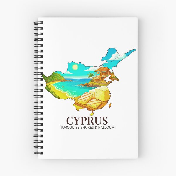 Item preview, Cyprus Turquoise Shores Map Art - Halloumi Cheese & Beach Travel Poster designed and sold by AbulailArt.