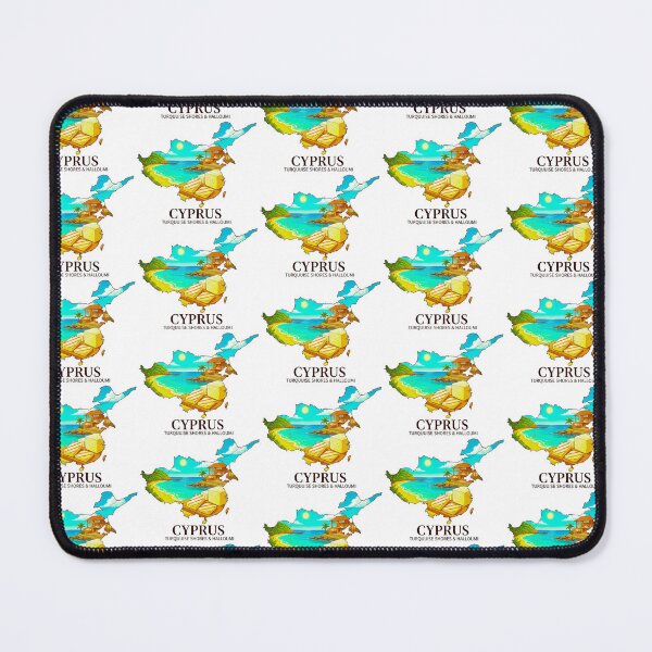 Item preview, Cyprus Turquoise Shores Map Art - Halloumi Cheese & Beach Travel Poster designed and sold by AbulailArt.