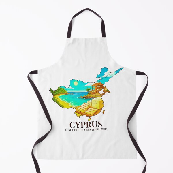 Item preview, Cyprus Turquoise Shores Map Art - Halloumi Cheese & Beach Travel Poster designed and sold by AbulailArt.