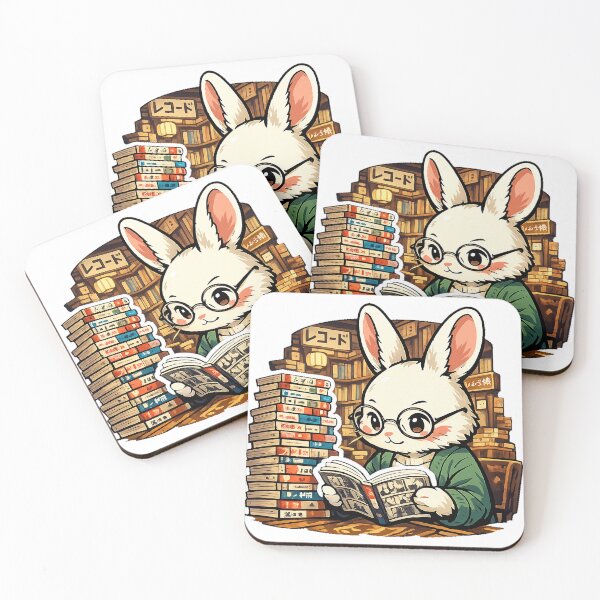 Item preview, Kawaii Bunny Reading Manga in a Retro Japanese Bookstore Sticker designed and sold by kawaii animal store (in Japan).