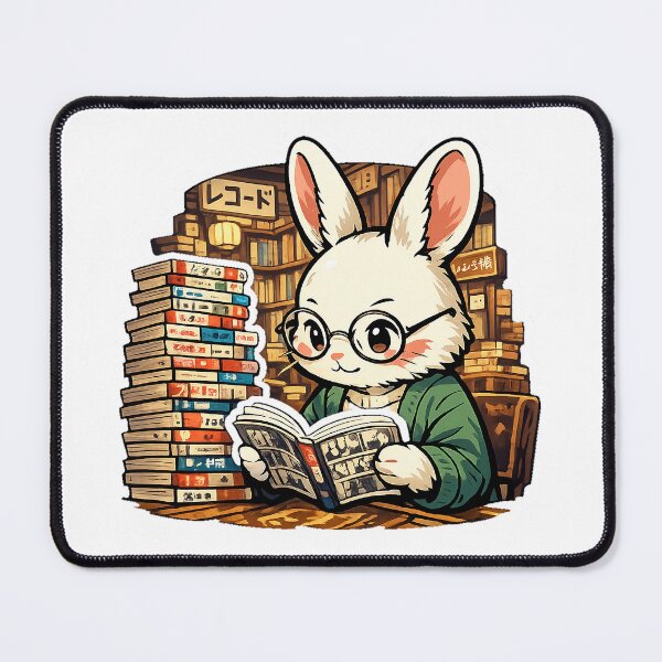 Item preview, Kawaii Bunny Reading Manga in a Retro Japanese Bookstore Sticker designed and sold by kawaii animal store (in Japan).