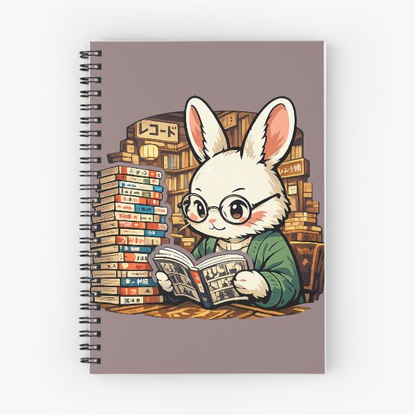 Item preview, Kawaii Bunny Reading Manga in a Retro Japanese Bookstore Sticker designed and sold by kawaii animal store (in Japan).
