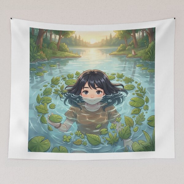 Item preview, Girl Swimming In Forest Pond designed and sold by Azurart2.