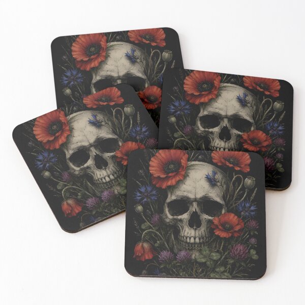 Item preview, skull with flowers designed and sold by Kicor.