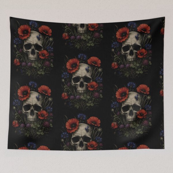 Item preview, skull with flowers designed and sold by KICOR.