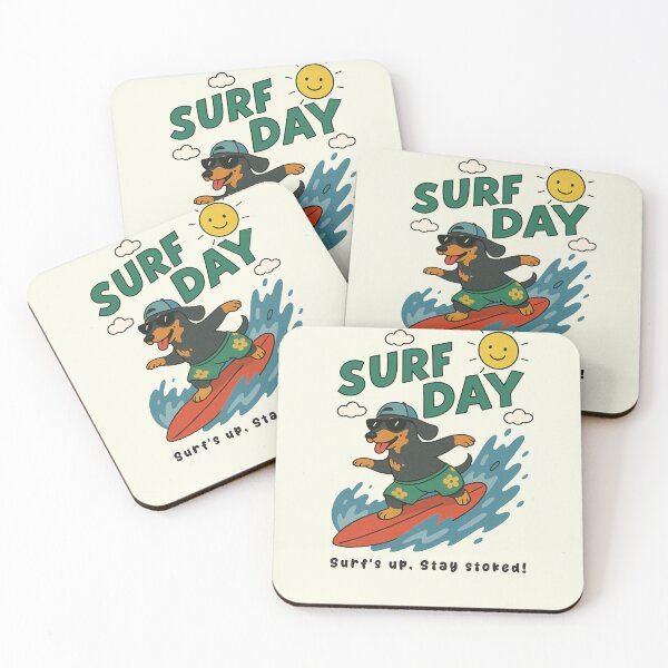 Item preview, Funny Black Tan Dachshund Surfing Surf Day Beach Summer Boys Girls Kids designed and sold by rafaeltto.
