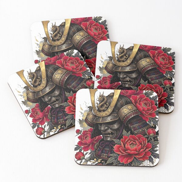 Item preview,  Dark Samurai Helmet & Vivid Red Peony Flowers  Description designed and sold by Hikariha Studio.