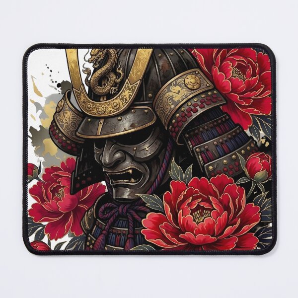 Item preview, Dark Samurai Helmet & Vivid Red Peony Flowers Description designed and sold by Hikariha Studio.