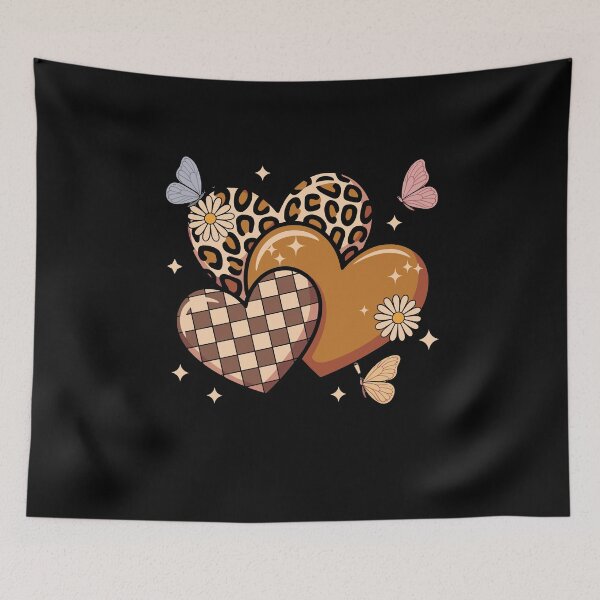 Item preview, Leopard Heart Checker Heart Butterfly Aesthetic Boho Retro Floral Hearts designed and sold by yoddel.